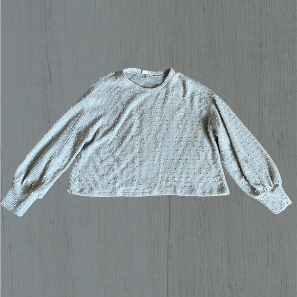 New In Sweaters - New In Grey Cropped Bubble Sweater Size Large
